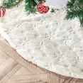 thumbnail image 2 of Christmas Tree Skirt Faux Fur Rug with Gold Snowflake Embroidery Xmas Party Christmas Tree Decoration Silver Sequins 90cm, 2 of 5