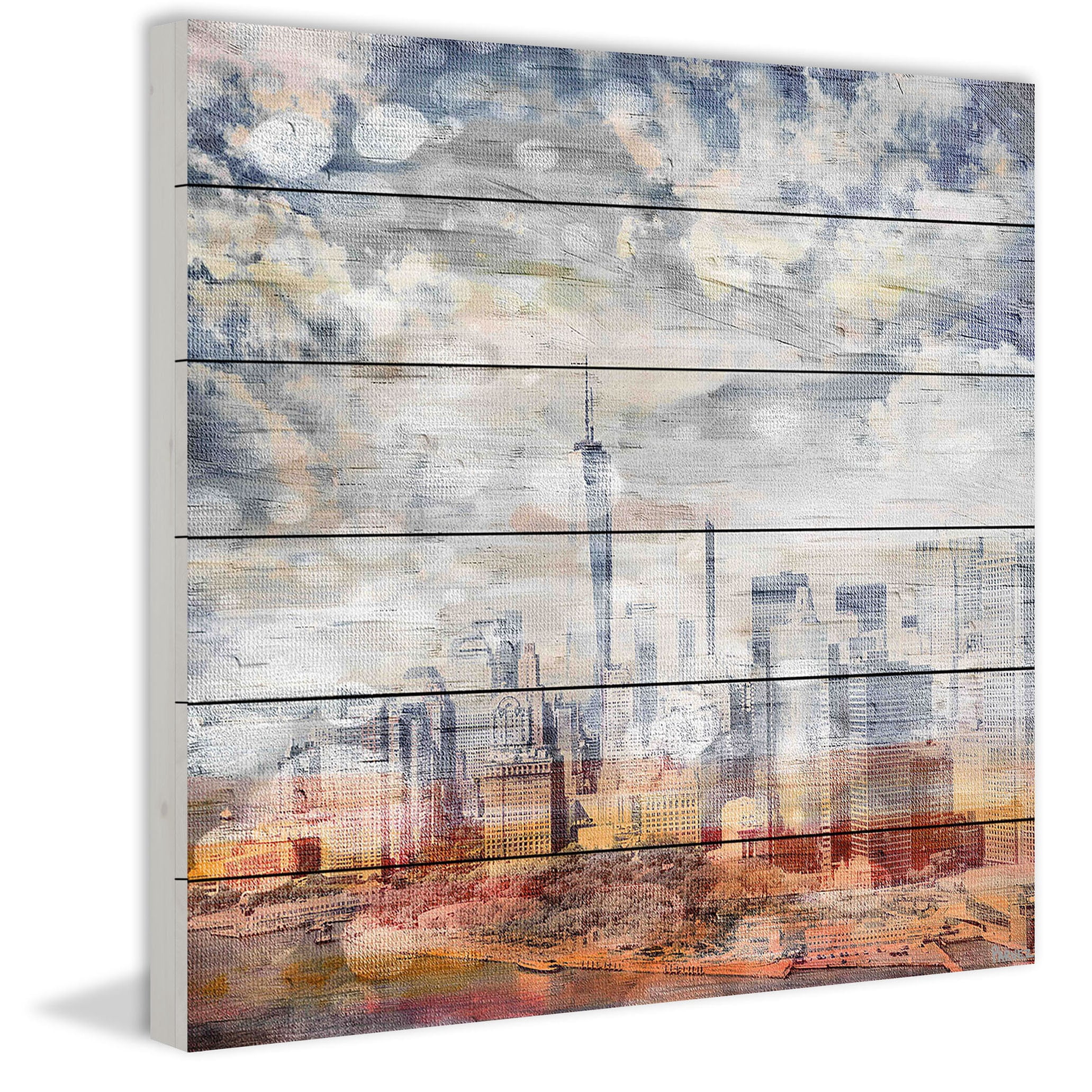 Parvez Taj "Pastel NYC" Print on White Wood