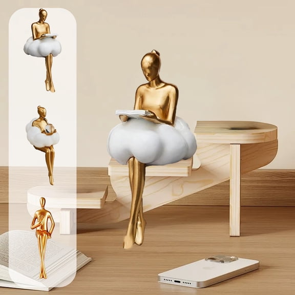 Resin Golden Man Abstract Sculpture Set 3 Pack – Gold Figurines, Modern Minimalist Desktop Home Decor, Living Room Wine Cabinet Office Ornament, 6.3in, Fine Craft Gift