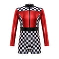 thumbnail image 1 of YONGHS Girls Racer Jumpsuit Kids Race Car Racer Driver Outfits Long Sleeve Checkerboard Unitard Red 8, 1 of 7