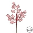 thumbnail image 3 of Vickerman 21" Burgundy Glitter Holly Leaf Lace Artificial Christmas Spray. Includes 12 sprays per pack., 3 of 3