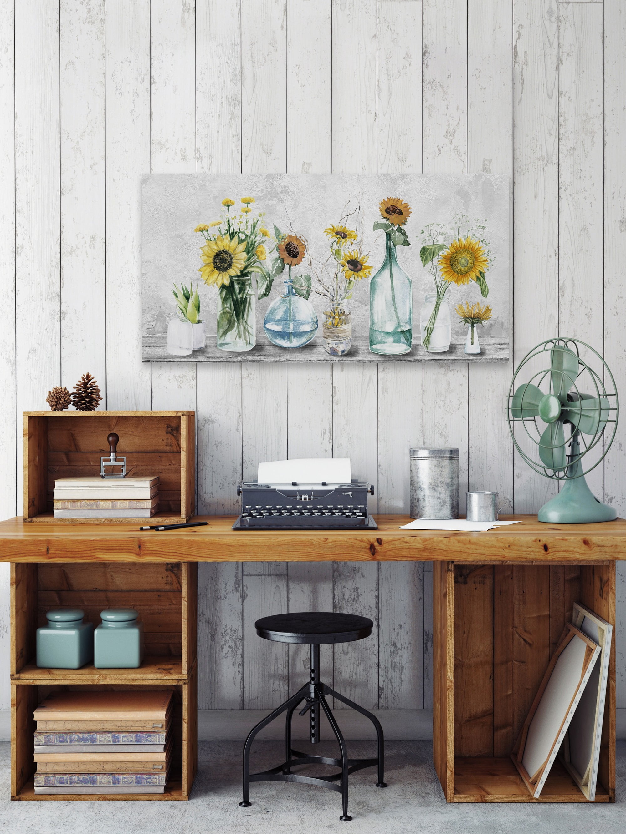 Marmont Hill Adorable Sunflowers Canvas Wall Art, 12" x 24"