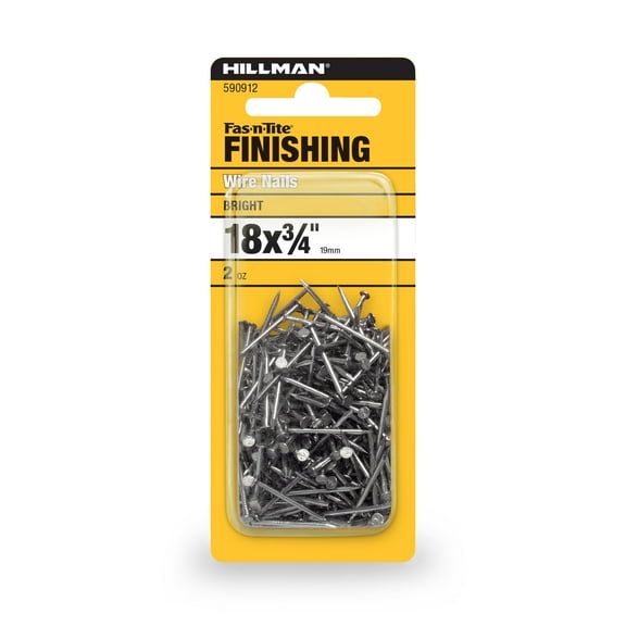 Fas-n-tite Bright Wire Finishing Nails, 18 x 3/4", Steel, Silver, Interior Nails