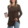 thumbnail image 3 of JYLFC Womens Screw Neck Tunic T-Shirts Long Shirts Long Sleeve Tops, Coffee L, 3 of 6