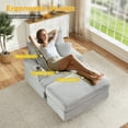 thumbnail image 3 of FFH Oversized Chair with Ottoman, Modern Accent Chair with Cup Holder, Corduroy Single Sofa Reading Chair for Living Room, Bedroom, Office, Gray, 3 of 12
