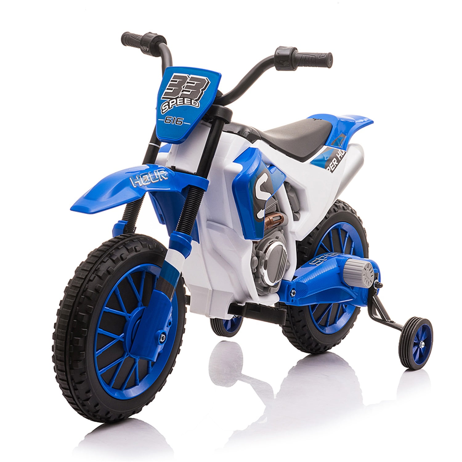CIPACHO 12V Kids Ride On Toy Motorcycle, Electric Motor Toy Bike with Training Wheels for Kids 3-6 Kids Car, Blue