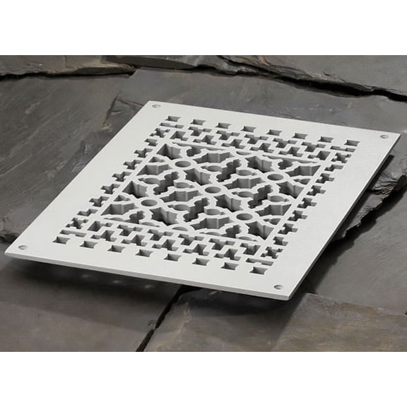 Reggio Registers 1014-Anh Scroll 8" X 12" Aluminum Floor Grille - Grey
