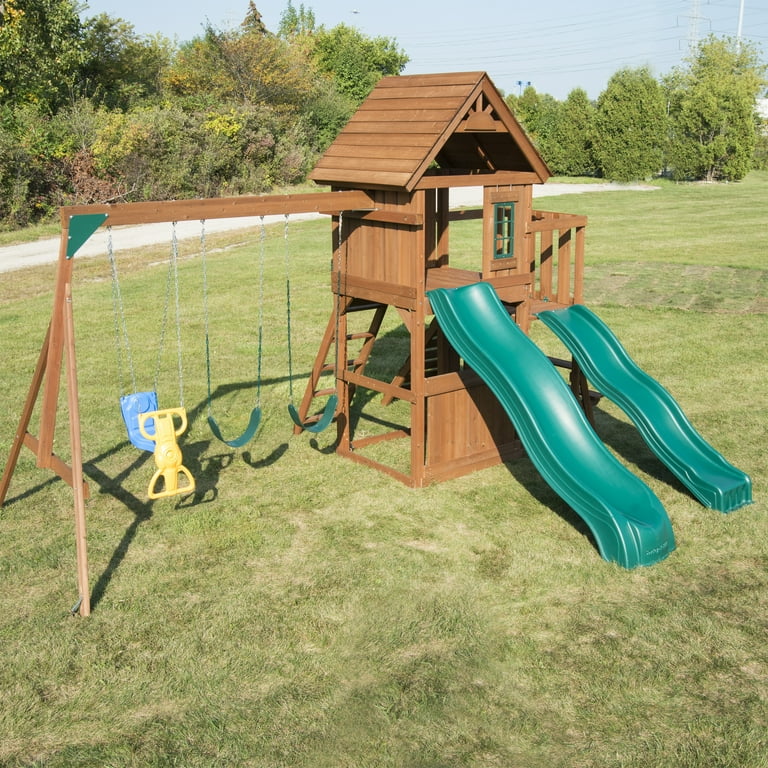 Swing-N-Slide Knightsbridge Playset: Wooden Swing Set with