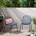 thumbnail image 2 of Noble House Boston Outdoor Modern Iron Club Chair in Navy Blue (Set of 2), 2 of 9