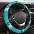 thumbnail image 5 of Rateoe a Teal Ribbonin Pattern Elastic Stretch Steering Wheel Cover, Universal 15 inch, Microfiber Breathable , Anti-Slip, Odorless, Easy Carry, 5 of 6