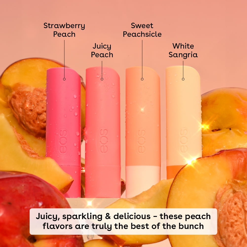 eos Peachy Keen Lip Balm Variety Pack, Made for Sensitive Skin, 0.14 oz, Pack of 4