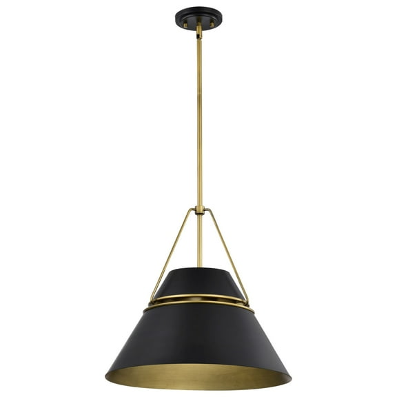 Nuvo Lighting Adina 3 Light Large Pendant - Matte Black and Natural Brass Finish
