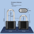 thumbnail image 3 of Cadenas à Combinaison à Manille, Grand Cadenas Extérieur Résistant aux Intempéries, Design de Mot de Passe Caché, Cadenas à Combinaison Réinitialisable Long, 3 of 6