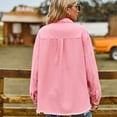 thumbnail image 5 of SWSMCLT Women's Denim Button Down Shirt Boyfriend Loose Lapel Top Spring Coat Long Sleeve Button Fashion Thin Pink X-Large, 5 of 5