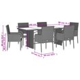 thumbnail image 2 of vidaXL 7 Piece Garden Dining Set with Cushions Grey Poly Rattan, 2 of 5