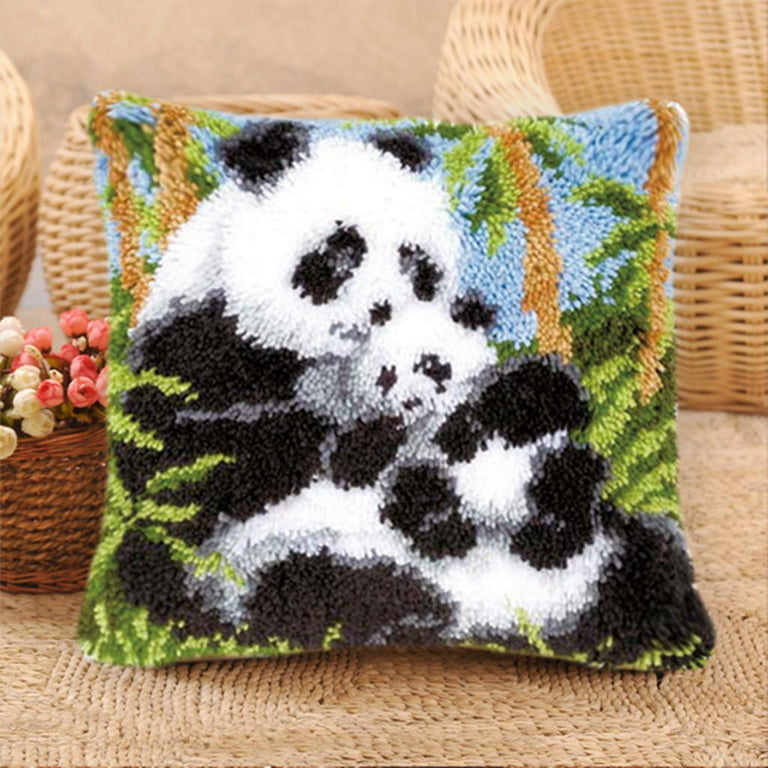 43x43cm Animal Panda Latch Hook Kits DIY Cover Needlework 