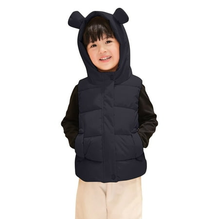

DENGDENG Baby Unisex Zip Up Sleeveless Vest Toddler Hooded Ears Waistcoat Padded Outwear 2Y-11Y