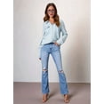 thumbnail image 5 of Women Denim Shirts Button Down Blouse V Neck Casual Tops Light Blue L, 5 of 9