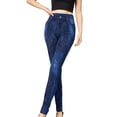 thumbnail image 4 of Nmnitkp Pants for Women Tight Imitation Denim Printing Seamless Bottom Pants High Elastic Pencil Pants Long Pants Blue,Free Size, 4 of 6