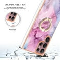 thumbnail image 4 of SaniMore for Samsung Galaxy S24 Ultra Case, Marble Pattern 3 in 1 Heavy Duty Shockproof Full Body Hard PC+IMD Bumper Drop Protective Women Girls Cover Rotating Ring Bracket Stand, Pink, 4 of 10