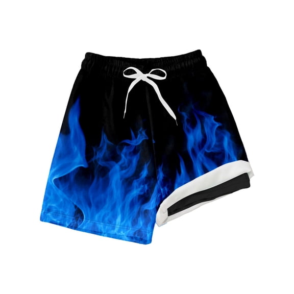 Swimsuit for Boys Flame Print Trunks Shorts Youth Summer Pool Ocean Water Sports Swimming Suit