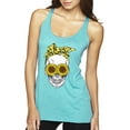 thumbnail image 1 of Skull Sunflower Skeleton Bandana Inspirational/Christian Tri-Blend Racerback Tank Top, Tahiti Blue, Large, 1 of 3