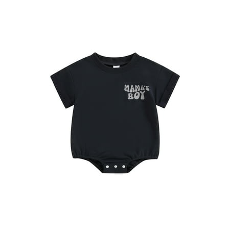 

ESASSALY Baby Girls Summer Short Sleeve Crew Neck Letter Print Casual Romper