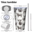 thumbnail image 4 of 16oz Tumblers White Highland Cow Sketch Pattern Stainless Steel Vacuum Insulated Double Wall Travel Tumbler Cups Mug with Lid and Straw,Cleaning Brush for Coffee,Tea, 4 of 4