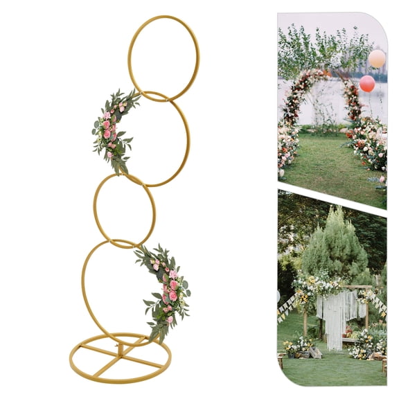 4 Tier Gold Wedding Round Hoop Backdrop-Stand,Aisle Decor, Table Centerpiece,Stage Display Photography Background