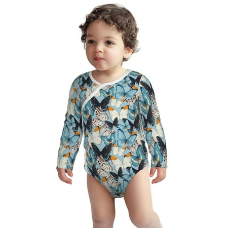 

Fotbe Butterflys Pattern Unisex-baby Long-sleeve Bodysuit Long Sleeve Bodysuits One-piece 100% Organic Cotton for Infant Baby Boys Unisex-6 Months