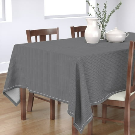 

Cotton Sateen Tablecloth 70 x 90 - Texas Midcentury Modern Herringbone Chevron Charcoal Abstract Geometric Gray Prudent Baby Print Custom Table Linens by Spoonflower