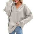 thumbnail image 2 of Ounisa Women's Oversized Essentials Hoodies Fleece Sweatshirts Fall Long Sleeve Solid Pullover with Pocket, 2 of 6