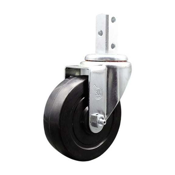 4 Inch Soft Rubber Wheel Swivel 3/4 Inch Square Stem Caster Service Caster