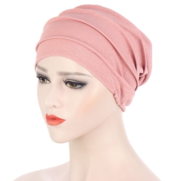 yuqude Women’s Hijab Hat Women Braid Design Head Wrap Soft Fabric Hair Cover Bonnet for Women & Chemo Use Pink,One Size