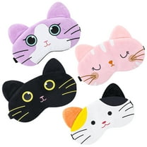 Abaima 4 Pcs Kids Sleep Eye Mask, Cute Animal Sleeping Mask, Soft Adjustable Eye Cover, Blackout Sleeping Blindfold for Boys Girls Child Teen Adult (Cat)