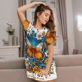 thumbnail image 3 of Bingfone Spring Butterfly Flowers Nightgowns for Women Sleep Shirts Short Sleeve Nightshirt Pullover Nightdress Soft Sleepwear, 3 of 6