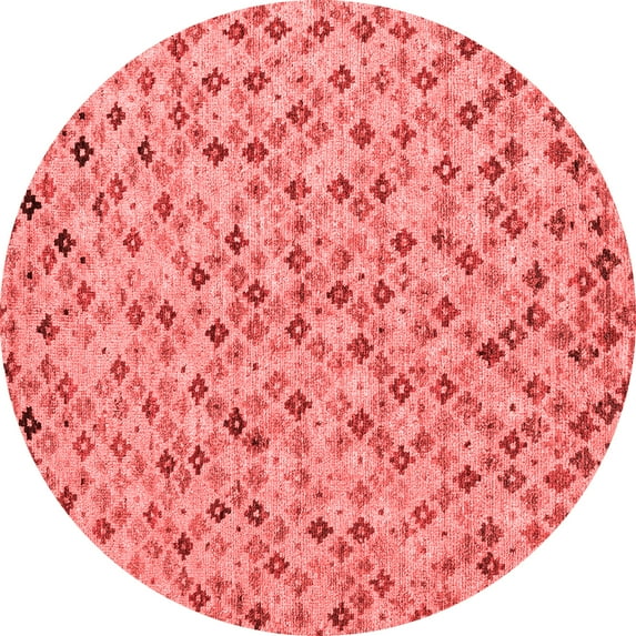 Ahgly Company Machine Washable Indoor Round Abstract Red Modern Area Rugs, 5' Round