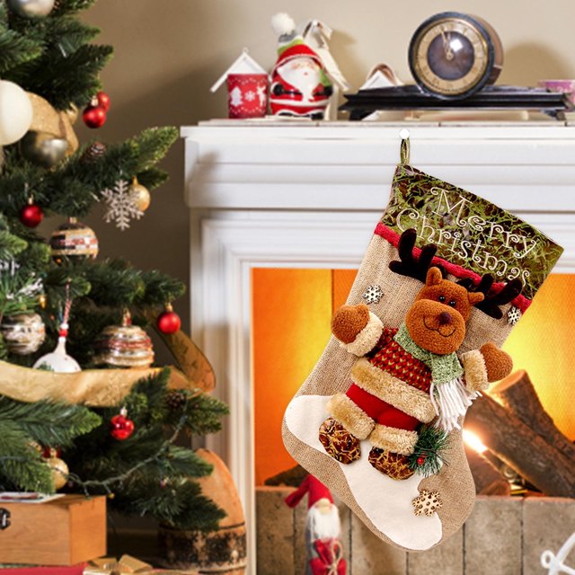 Home Decor Christmas Stocking Big Xmas Stockings Decoration Santa Snowman Reindeer Stocking Christmas Decorations And Party Accessory