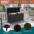 thumbnail image 4 of 150 Gallon Rattan Deck Box, Outdoor Storage Box with Support Frame and 2 Wheels, Handle Large Waterproof Storage Trunk, Flip Top Deck Storage Box for Yard, Porch, 4 of 8