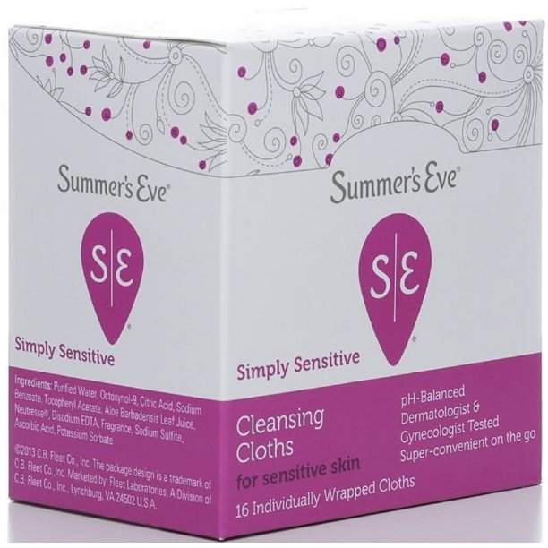 2 Pack Summer's Eve Feminine Cleansing Cloths Sensitive Skin 16 ea