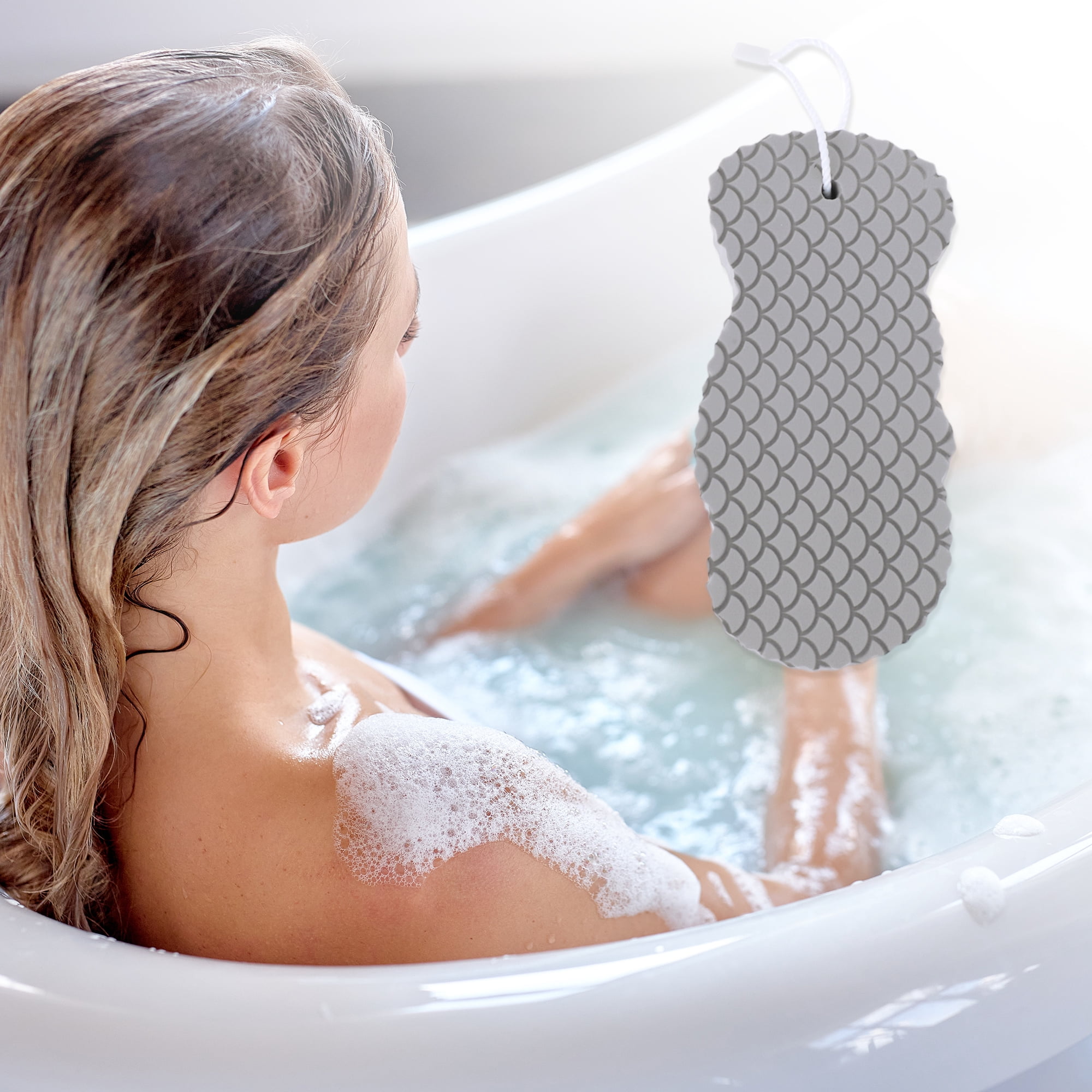 Unique Bargains Sponge Brush Body Scrubber for Bathroom 5.51"x2.55"x0.98" 1 Pc Gray