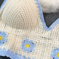 thumbnail image 6 of Hollowed Out Crocheted Beach Bikini Bras Vests for Women Bohemian Knitted Flower Halterneck Backless Crop Top Camisole, 6 of 9