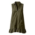 thumbnail image 4 of QUNYINEY Casual Dresses for Women Summer A Line Sleeveless Mini Sundress Collared Solid Ruffle with Pockets Loose Fit Dresses, 4 of 7