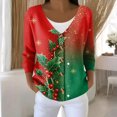 thumbnail image 4 of Women's Fashion Long Sleeve Christmas Snowman Snowflake Print Jacket Cardigan for Holiday Party and Casual Daily Wear,Green,2XL, 4 of 5