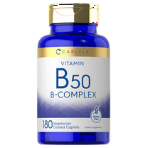 Vitamin B50 Complex | 180 Caplets | Vegetarian, Non-GMO, Gluten Free | by Carlyle