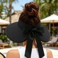 thumbnail image 5 of TFEOQRY Women's Straw Sun Visor Hat with Bow Back Detail UV Protection Wide Brim Summer Beach Ponytail Hat, 5 of 7