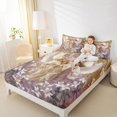 thumbnail image 4 of Homewish White Lily Twin Sheet Sets,Chic Angel Girls Twin Fitted Sheet,Gold Purple Flat Sheet For Adults,Super Cozy Room Decor,3-Piece, 4 of 7