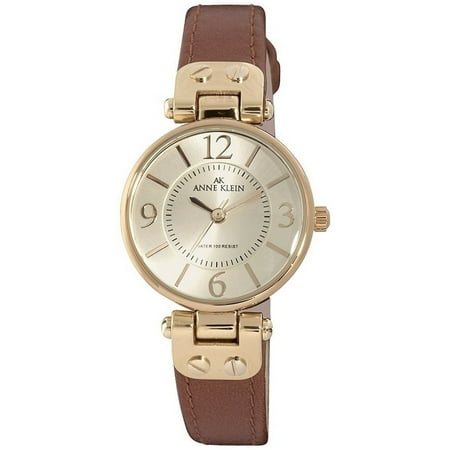 Anne Klein Tie - Anne Klein Women's 10-9442CHHY Gold Leather Quartz Fashion Watch