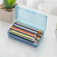 thumbnail image 5 of Pencil Box, Large Capacity Clear Pencil Case, 1 Pack Hard Pencil Case, Clear Crayon Box with Snap-tight Lid Stackable Design, Plastic Storage Box for Office Supplies, 5 of 7