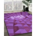 thumbnail image 3 of Ahgly Company Machine Washable Indoor Round Transitional Dark Magenta Purple Area Rugs, 4' Round, 3 of 7